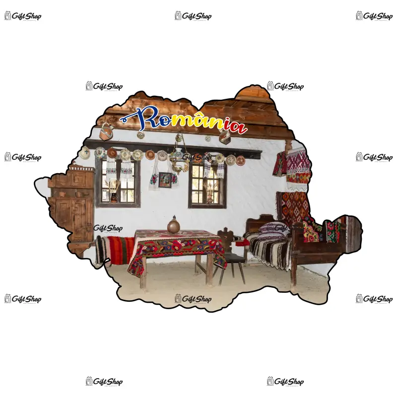 Harta, romania, casa taraneasca, magnet frigider mgs019